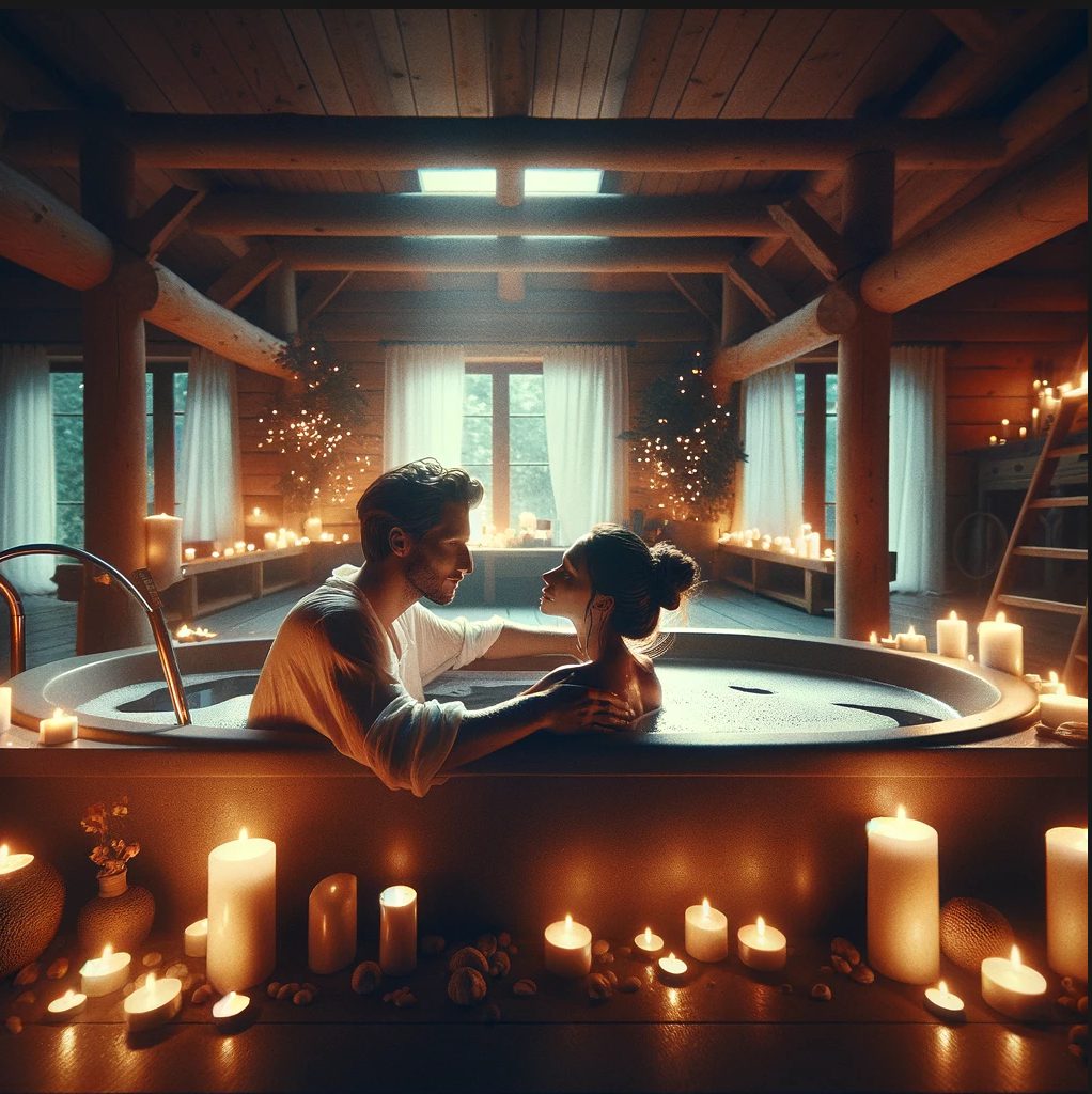 Paar romantisch in der Badewanne
