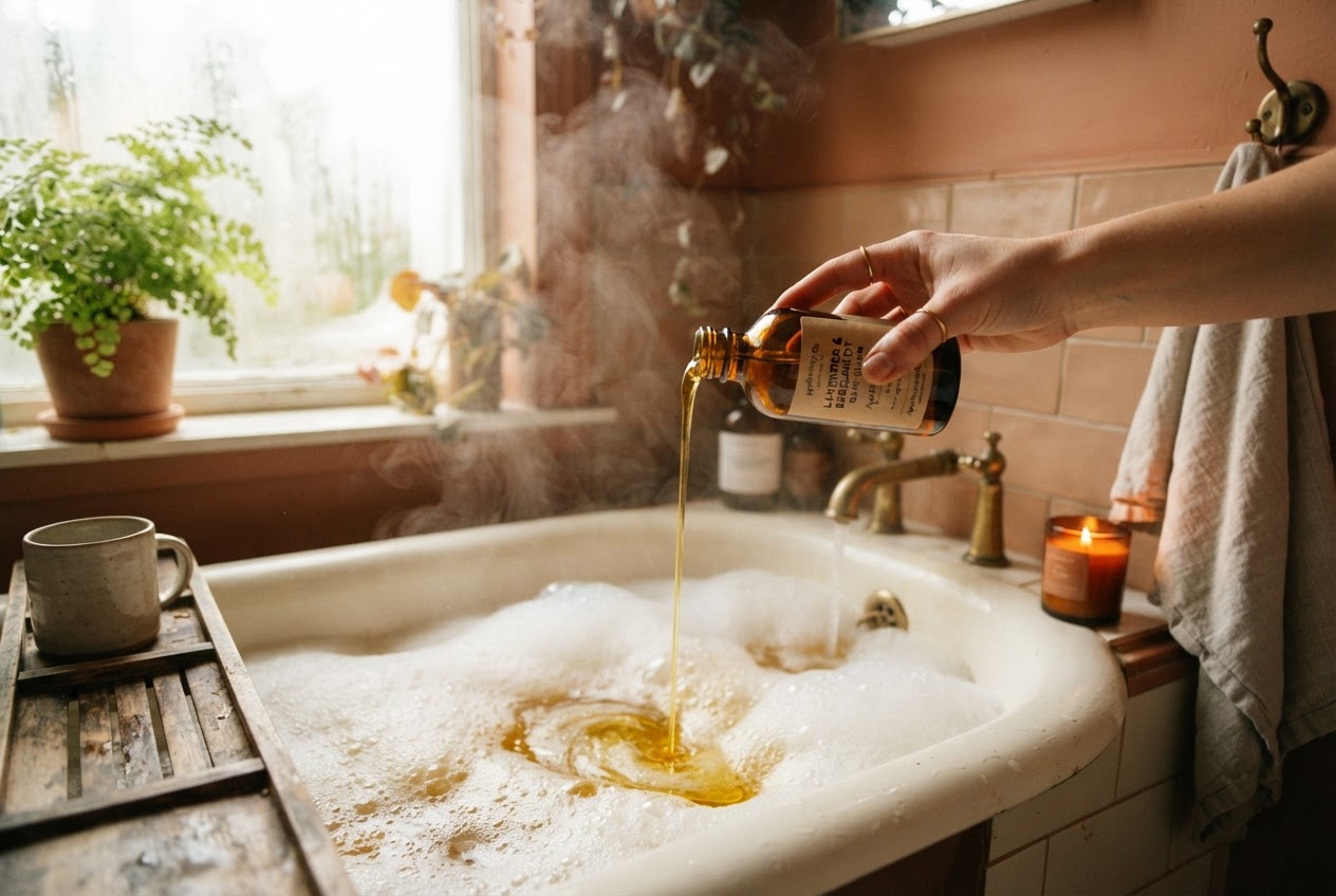 Badeöl sparsam in die Badewanne dosieren