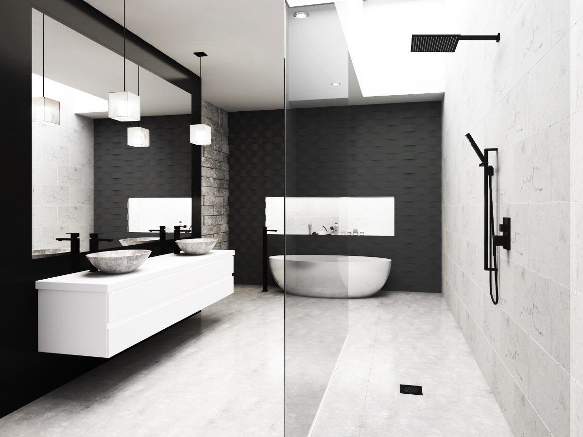schwarzes Badezimmer