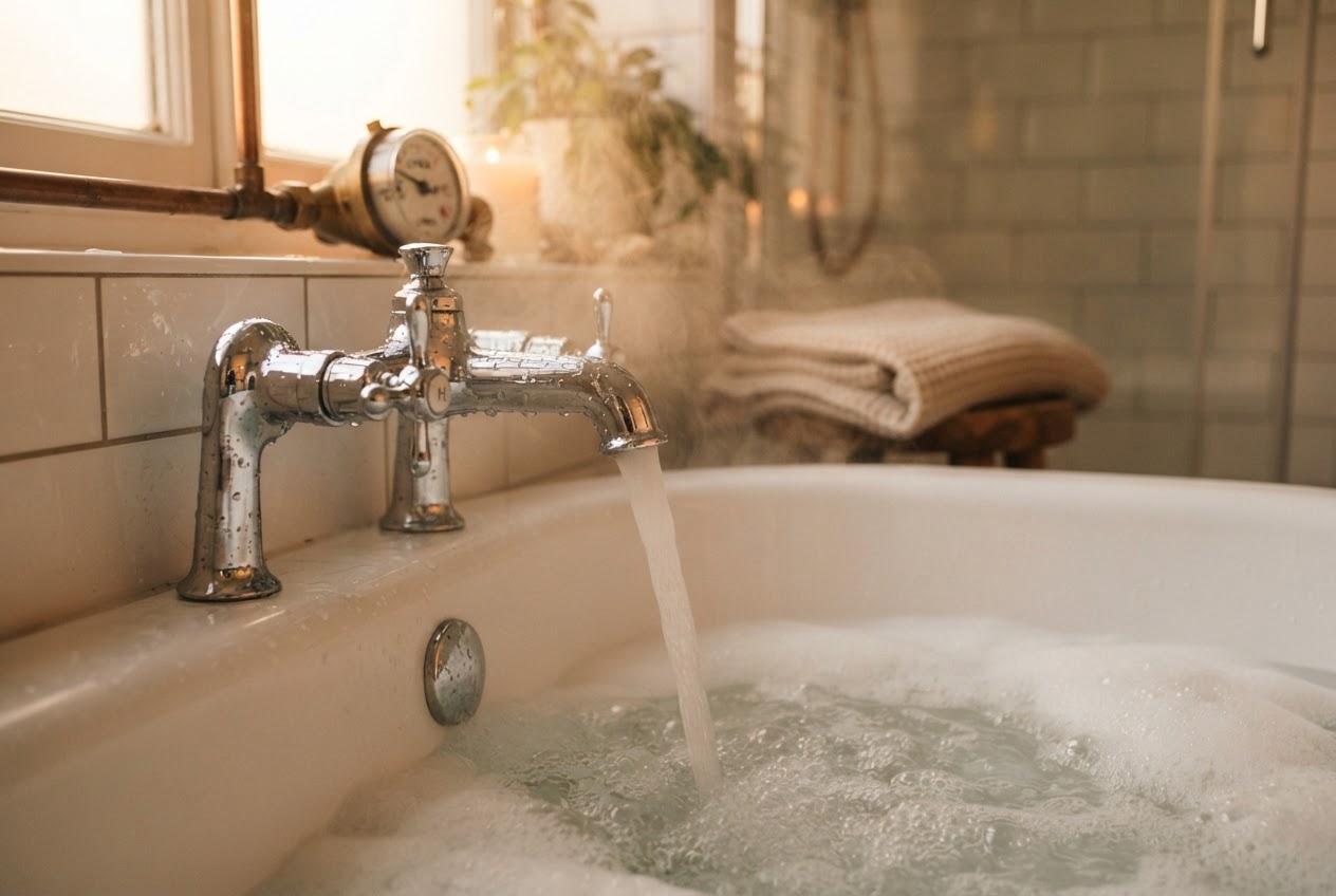Vollbad Kosten – Wasser läuft in die Badewanne ein